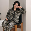 芬腾性感豹纹春夏款睡衣女冰丝薄款宽松大码仿真丝长袖家居服套装 商品缩略图1
