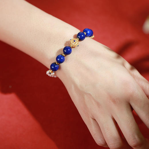 【宫里手串】琉璃雪和田玉羊脂白玉手串 晴山蓝青金石手串 商品图4