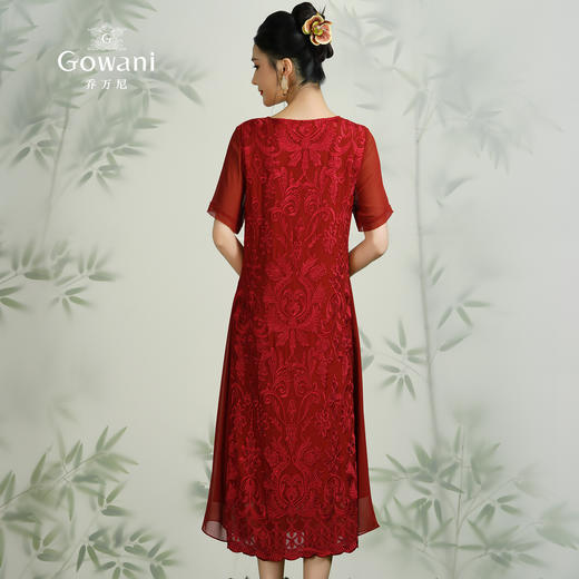 乔万尼夏红装礼服裙优雅真丝连衣裙桑蚕丝中长款EN2E565 商品图4