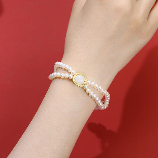 【宫里手串】琉璃雪和田玉羊脂白玉手串 晴山蓝青金石手串 商品图2