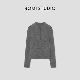 ROMI STUDIO“格雷高知”羊驼毛绵羊毛混纺翻领套头毛衫RW24WSG0986