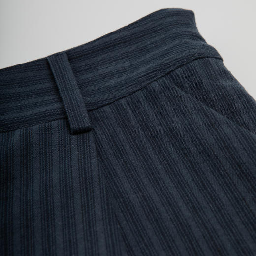 ROMI STUDIO【高品质】简约百搭轻奢A字藏蓝色条纹高腰裤裙K2631 商品图6