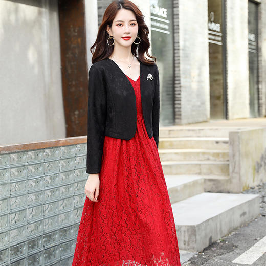 丁摩 蕾丝小披肩短外套女春秋装新款百搭西装坎肩配旗袍裙子外搭开衫5ZF-201 商品图6