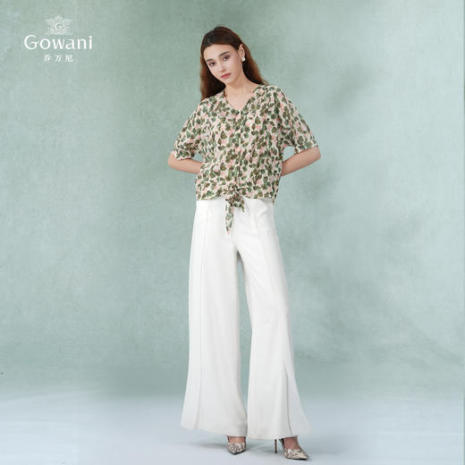 乔万尼真丝小衫桑蚕丝衬衫系带休闲宽松EI2C798 商品图2