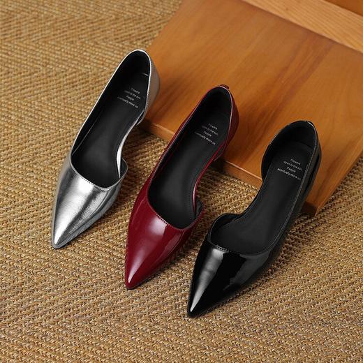 【预售5天】极简春秋法式小低坡跟尖头侧空浅口百搭通勤单鞋DMJFG&82510F 商品图4