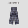 ROMI STUDIO“慵懒随性”纯棉磨毛松紧腰直筒格纹休闲裤RW25SXY0134 商品缩略图1