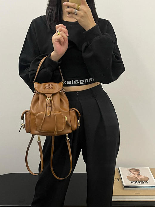 MIUMIU缪缪经典徽标Logo棉背包双肩包三色系列（MM） 商品图0