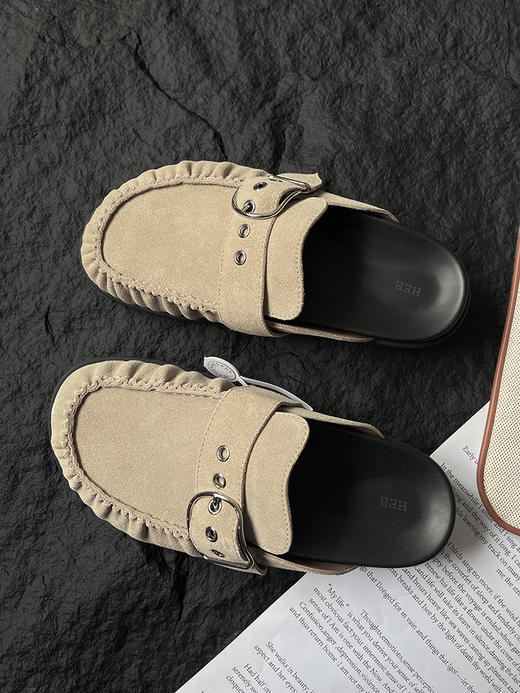 现货THS-限时 爱马家 新款呆萌穆勒半拖 羊反绒勃肯鞋 3色 BZ1237 商品图4