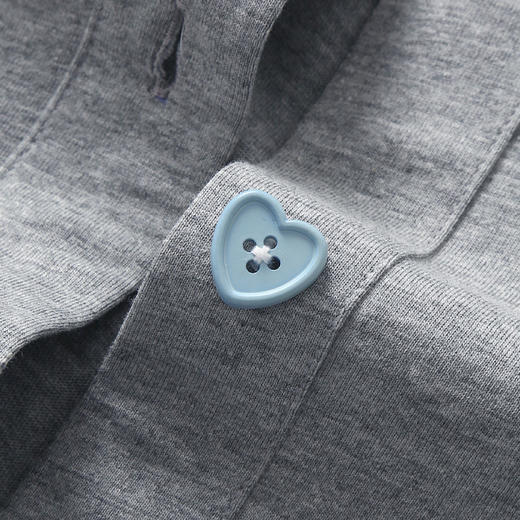 芬腾V领开衫女士夏季睡衣纯棉短袖长裤可爱透气纯色家居服套装 商品图3