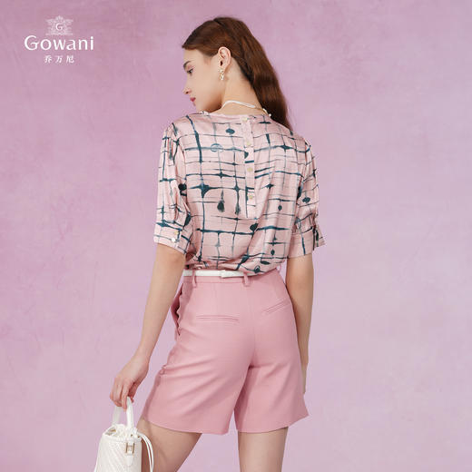 乔万尼真丝衬衫女夏新款中袖桑蚕丝上衣EF2C396 商品图4