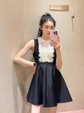 JORYA*25Ss春夏新款蕾丝娃娃领露思同款小黑裙（DQJ）