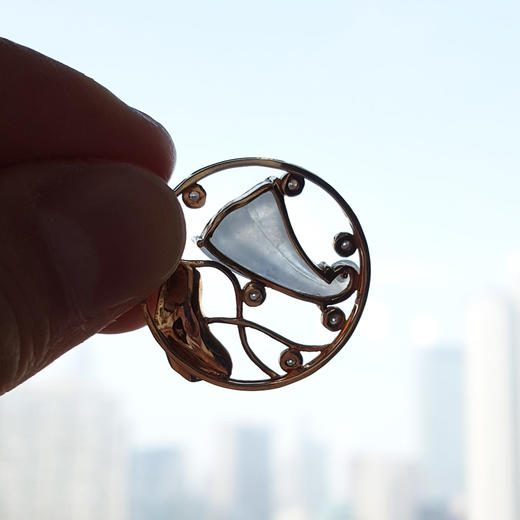 【天然正品】AU750黄金镶天然细腻冰种莲藕造型（八方来财）翡翠吊坠项链23.8*23.6*9.5MM（皆取最大值）女士现售价：3180！230325TJ73 商品图8