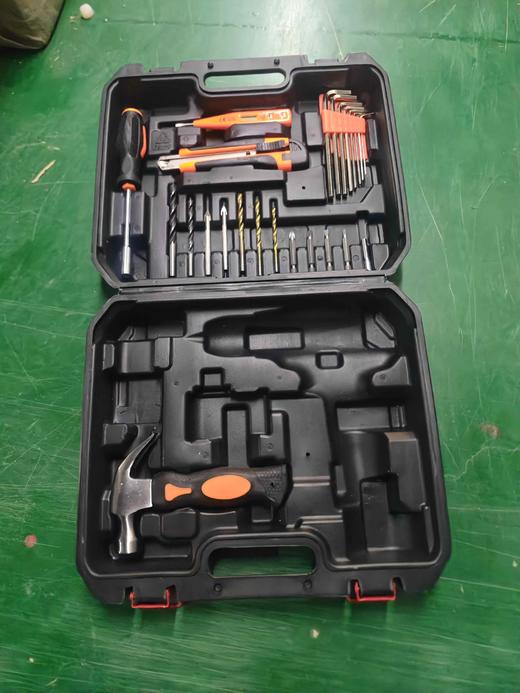 【货号07675】锂电钻套装工具套盒工具不含电钻充电钻箱子带美工刀六角扳手批头 商品图0