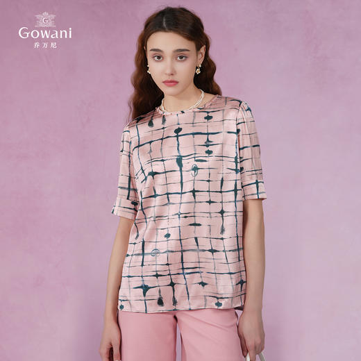 乔万尼真丝衬衫女夏新款中袖桑蚕丝上衣EF2C396 商品图3