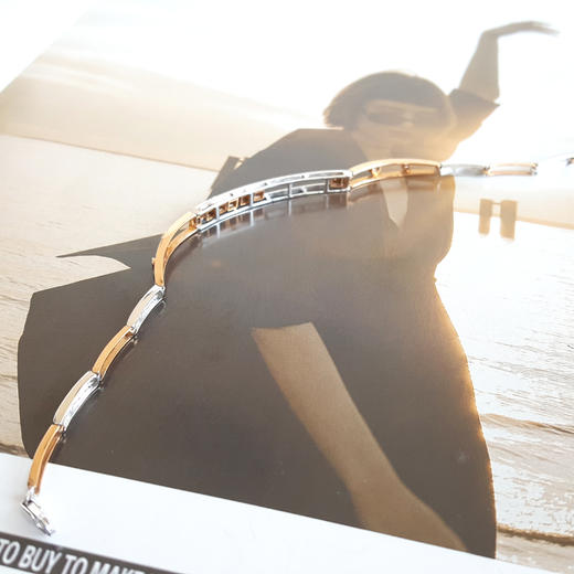 【天然正品】AU750双色金排镶0.153克拉钻石手链女士现售价：5380！240325NJS40 商品图3