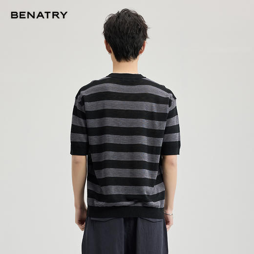 贝纳川竹节麻条纹短袖T恤ECF127002 商品图3
