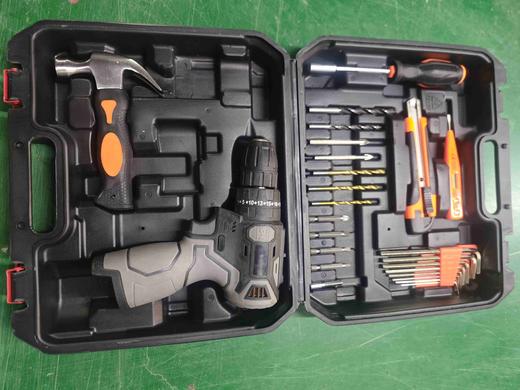 【货号07578】包邮16.8V锂电钻套盒批头钻头螺丝刀羊角锤美工刀六角扳手套装工具 商品图4