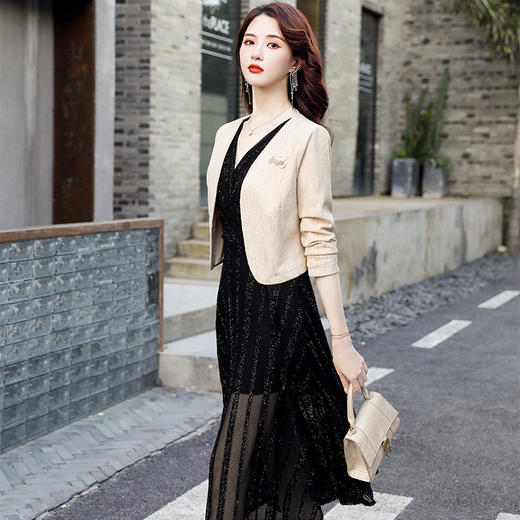 丁摩 蕾丝小披肩短外套女春秋装新款百搭西装坎肩配旗袍裙子外搭开衫5ZF-201 商品图8