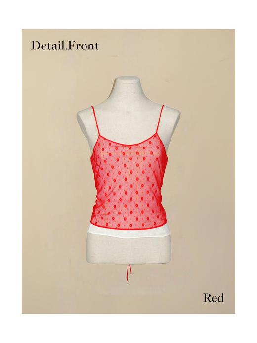 蕾丝吊带 乳白/樱桃红 商品图0