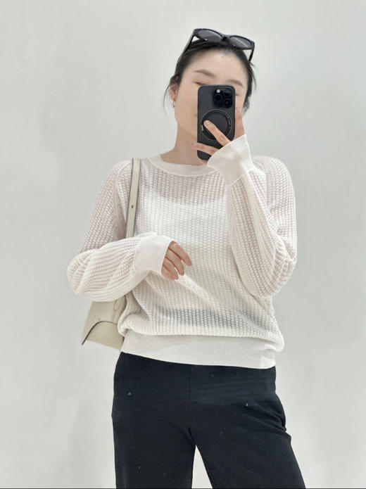 46-5 纯圆正 小禾 水溶性绵羊毛 玉米花肌理 针织上衣 朦胧高级炒鸡软糯 商品图6