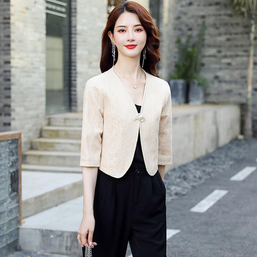 丁摩 蕾丝小披肩短外套女春秋装新款百搭西装坎肩配旗袍裙子外搭开衫5ZF-201 商品图3