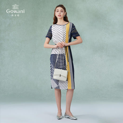 乔万尼高级感真丝连衣裙撞色拼接宽松EI2E865 商品图2