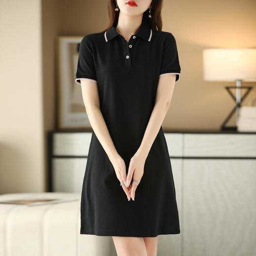丁摩 夏季polo连衣裙休闲显瘦中长款T恤裙5ZF-2232 商品图3
