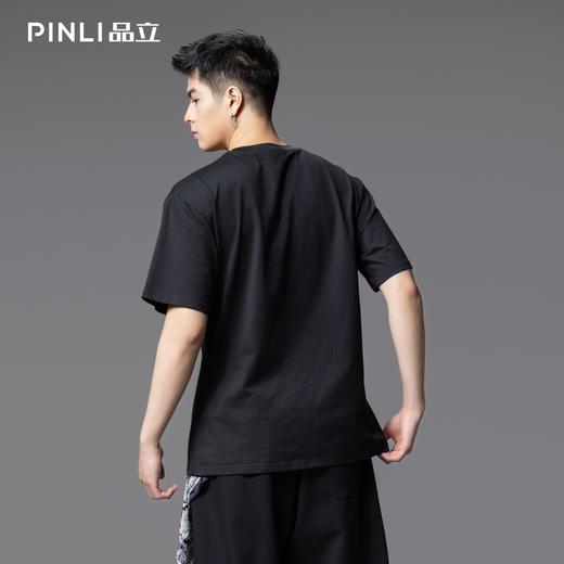 PINLI品立2025夏季新款动物印花烫钻短袖T恤男休闲圆领体恤衫上衣BG252111030 商品图2