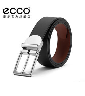 ECCO爱步 商务百搭真皮腰带 银色金属扣男士皮带 9105892