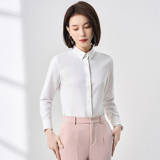 【含莫代尔】罗蒙女士衬衫简约大方通勤百搭舒适简约长袖衬衣女 商品图3