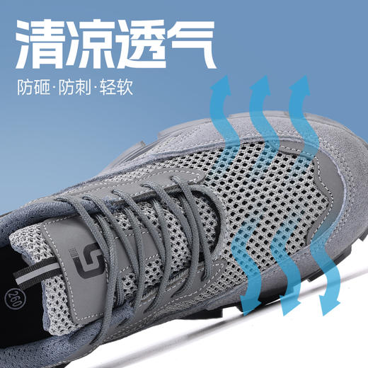 2025新款夏季款劳保鞋防砸防刺穿欧标钢包头凯夫拉底EVA底灰色低帮安全鞋 商品图10