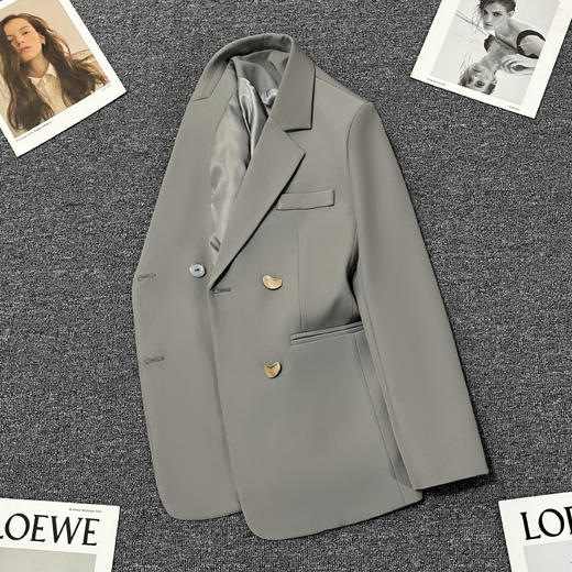 丁摩 春秋新款百搭时尚雅灰色西装外套女设计感休闲轻奢高级西服5ZF-80601 商品图2