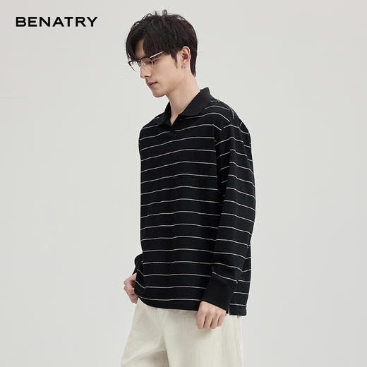 贝纳川条纹翻领T恤ECF113003 商品图3
