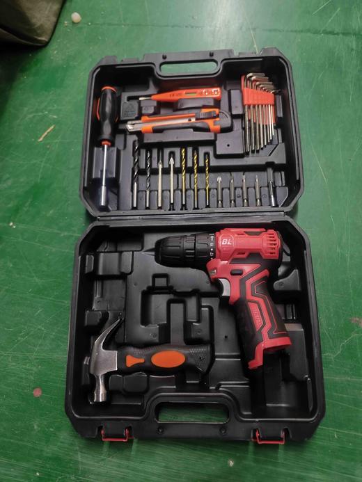 【货号07578】包邮16.8V锂电钻套盒批头钻头螺丝刀羊角锤美工刀六角扳手套装工具 商品图0