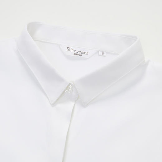 【含莫代尔 】罗蒙女士七分袖暗门襟衬衫纯色百搭商务面试职业衬衣女 商品图5