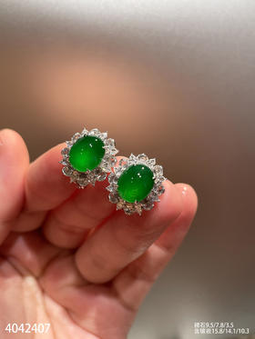 老坑玻璃帝王绿蛋面耳钉【4042407】具体价格微信咨询