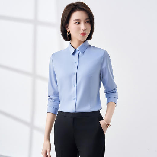 【含莫代尔】罗蒙女士衬衫简约大方通勤百搭舒适简约长袖衬衣女 商品图4