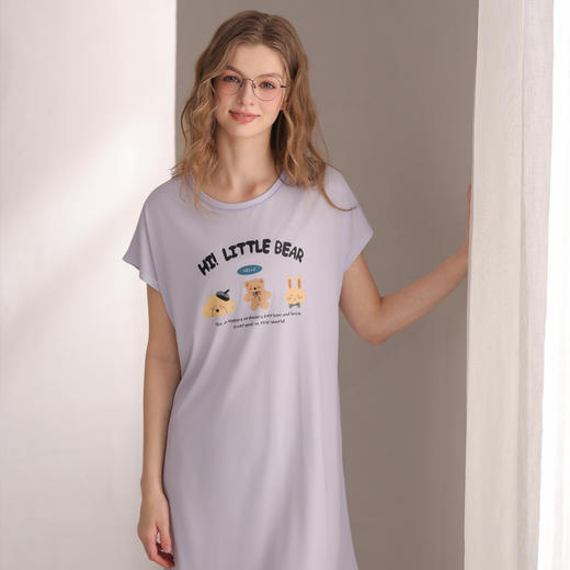 芬腾睡裙女士夏季薄款短袖睡衣短裙女款宽松休闲卡通可爱家居服 商品图1