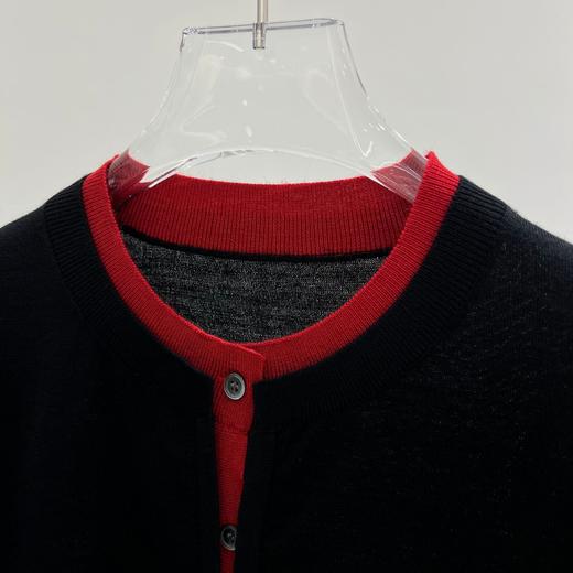 丁摩 春装新款层次感撞色拼接/假两件羊毛圆领针织开衫5ZF-16161 商品图7