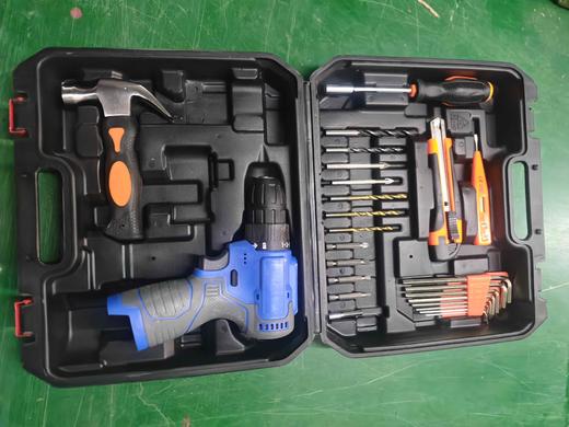 【货号07578】包邮16.8V锂电钻套盒批头钻头螺丝刀羊角锤美工刀六角扳手套装工具 商品图2
