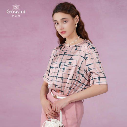 乔万尼真丝衬衫女夏新款中袖桑蚕丝上衣EF2C396 商品图2