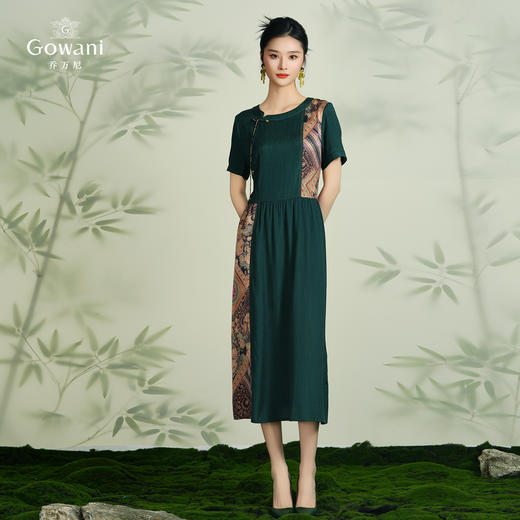 乔万尼真丝桑蚕丝连衣裙新款不规则拼接设计感EF2E402 商品图1