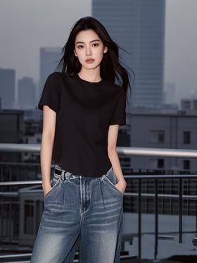七夕福利-NO退-【超美推荐】超显瘦款！！夏季短款弧形下摆小设计感短袖T恤87%棉-喜出