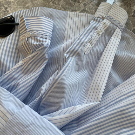 丁摩 所见即所得 篙级感简约条纹长袖翻领衬衫上衣女5ZF-1020 商品图4