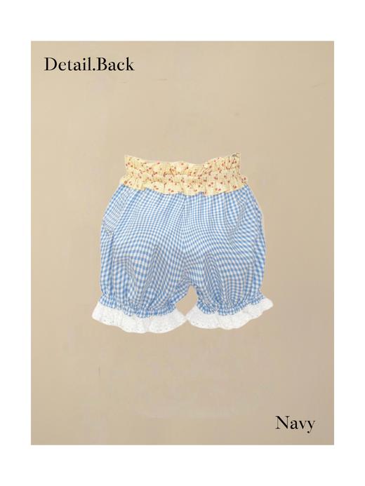 小樱桃格纹蕾丝花苞短裤 商品图1