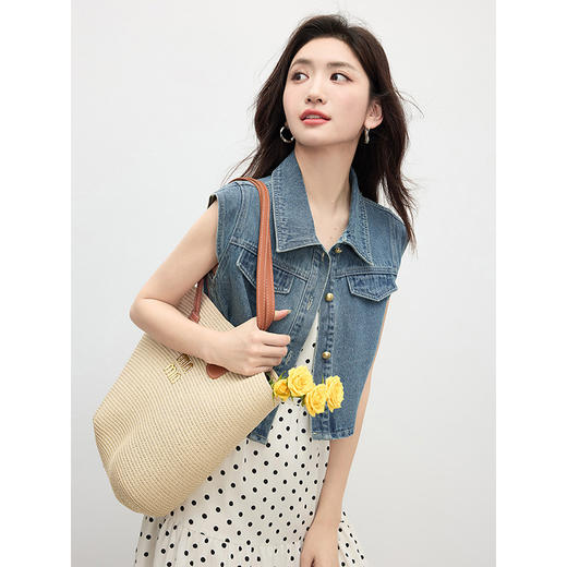 【专属特价】熙世界法式波点吊带连衣裙女夏季2025年新款通勤收腰气质a字长裙 商品图4