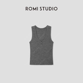 ROMI STUDIO“基础灵魂”羊毛混纺花纱弹力U领吊带背心 RW25SS40078
