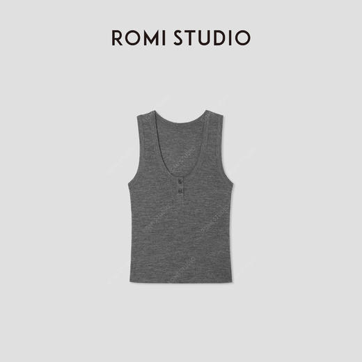 ROMI STUDIO“基础灵魂”羊毛混纺花纱弹力U领吊带背心 RW25SS40078 商品图0