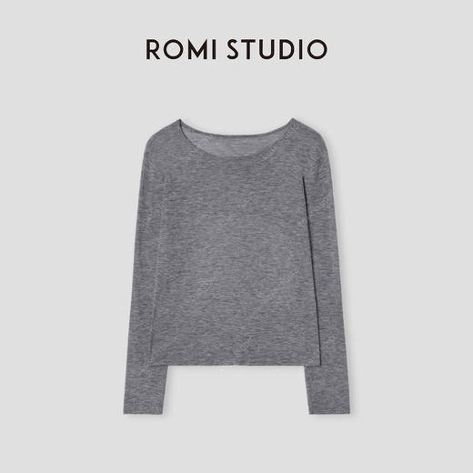 ROMI STUDIO“格雷高知”16针超细水溶羊毛肌理长袖针织T恤431G9147 商品图5