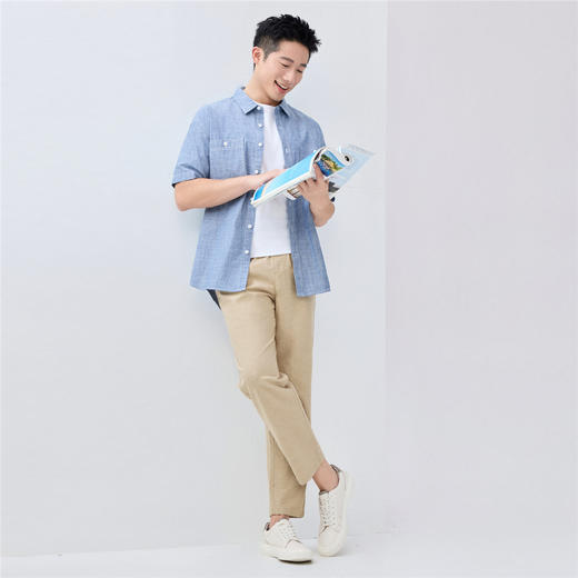 佐丹奴男装天然棉麻松紧腰梭织薄休闲裤01115205 商品图2